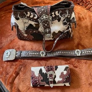 Western style purse, wallet and belt